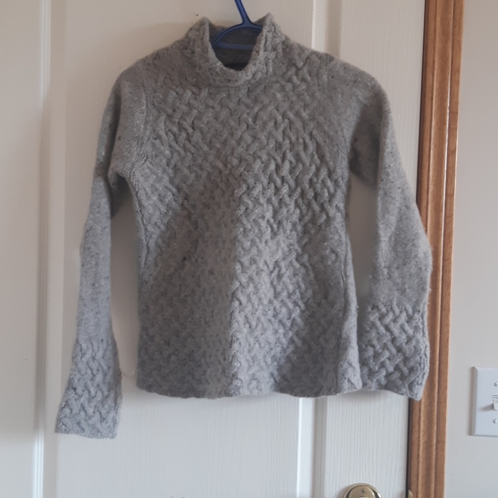 Grey Marle Wool Cashmere Irish Sweater Mockneck